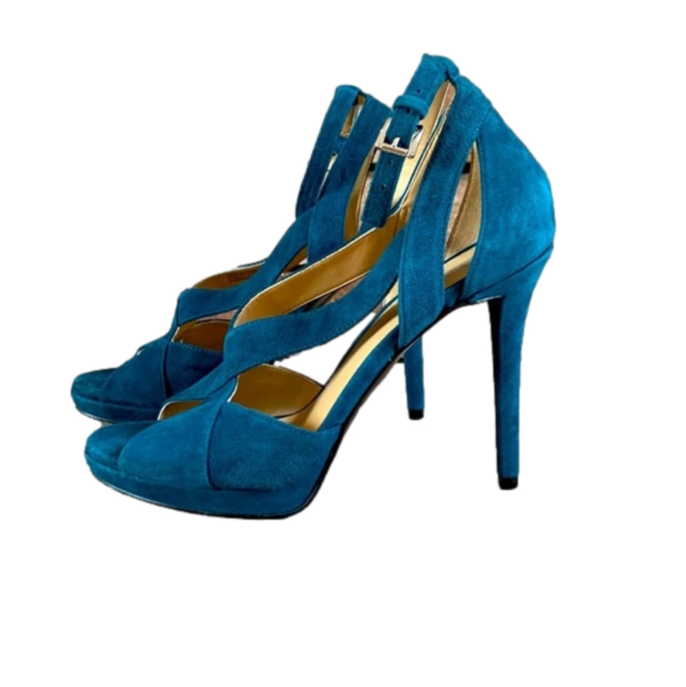 MICHAEL Kors 6.5 blue green suede stiletto heels